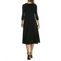 Ležerne haljine za žene A-line Srednje pune boemske haljine Black XL