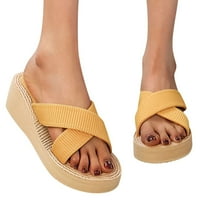 Ležerne prilike na petu Ležerne plaže Visoke modne papuče Summer Sandals Proljeće Ženski papuče, žuti