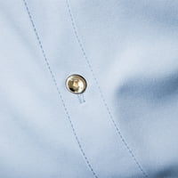 Muški gumb dolje majice Spring Solid Color Top Dugme Dug rukav tanka gornja stand-up cvjetni gumb Svečana majica