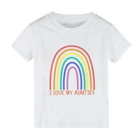 T-majica za djevojke TODDLER Ljeto SOLID Boja Rainbow Print Volim svoje Anties s kratkih rukava s kratkim