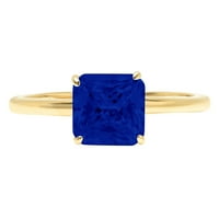 2.5ct Asscher rez simulirani plavi safir 18K žuti zlatni godišnjički angažman prsten veličine 10
