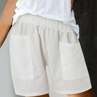 Ženske kratke hlače Pamuk visoko elastični prislikani rufffles slatki kratke hlače plaža Flowy Casual Hratke Elastične pantalone za izravne kratke hlače sa džepovima za hodanje na otvorenom
