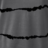 Kukoosong majice s dugim rukavima za žene, ljetna jesena modna ženska majica, traka za ispis labavi povucite preko bluza vrhova, presječene ležerne tuničke vrhove za nošenje sa tamno sivim xl