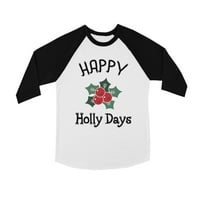 Sretan Holly Days Funny Bkwt Kids Baseball majica X-mas Poklon