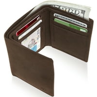 TRIFOLD novčanici za muškarce RFID - kožni tanak muški novčanik sa ličnim prozorom prednji džepni novčanik pokloni za muškarce
