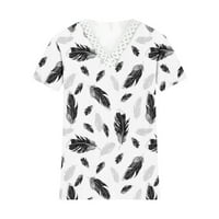 Summer T majice za žene čipka cvjetna bluza s bluzama V izrez kratki rukav TURSKI TURSKI TOPLJENI GRAFIC