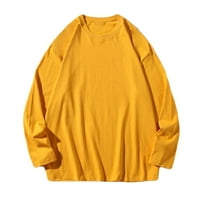 Mens atletski duksevi muški majice muškarci casual okrugli vrat dugih rukava pulover pune boje dukserice žuto