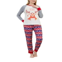 Wybzd Božićna porodica podudaranje pidžama elk print Raglan dugih rukava i istezanje casual pantalone