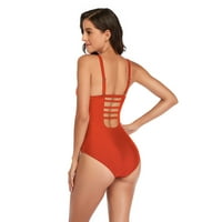 Ženski kupaći kostimi Tummmy Control Plus Size Coleit CoverUp Solid Boja Spojen kupaći kostim seksi komforan otvoreni leđa crveni xxl