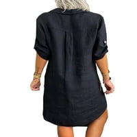 Ženska bluza s kratkim rukavima Dress Plain majica haljina rever V izrez kratka tunika haljina