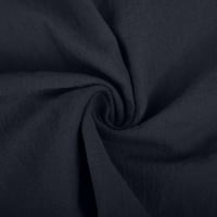 Haljina za žene vjenčanje gost moda casual pamučna posteljina kratki rukav lapl dugme od pune boje haljina Ljetna haljina plaža crna xl