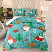 BOĆERA Krevet za posteljinu, Santa Claus Xmas Tree Tree Reindeer Snow uzorak Poklopac poklopca