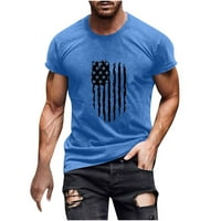 Dan neovisnosti tiskani majica kratkih rukava za muškarce Crew izrez američke zastave Ljetni vanjski