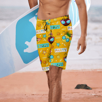 Fraigo muške havajske pristiglih plaža na plaži plivaju trunke za dječake casual lagane elastične strugove za vuču kratke hlače Brzo sušenje sa džepovima -8xl veličine, žute boje, žuti
