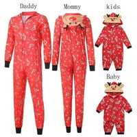 Božićni pokloni Žene Deer Hoodged RomaPip porodica Pajamas Sleep Bagen Outfit Pamučna mješavina crvena m