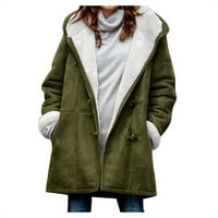 ŽENE WORPER WOOTING Plus size Solid plus baršunasti kaput dugi rukav rukav džepni kaputi