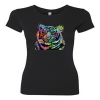 Cool Rainbow Neon Trippy Jungle Tiger Eye Liver Ljubavnik Žene Slim Fit Junior Tee, Crna, Medium