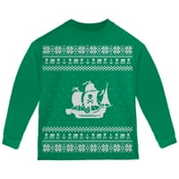 Gusarski brod ružni božićni džemper zelena majica dugih rukava - 3t