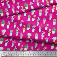 Soimoi Pink Rayon Crepe Tkakni Kaktus ostavlja štampanu tkaninu sa dvorištem širom
