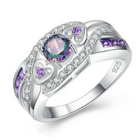 Dnevni pokloni Fledorashia Mother Days Prsteni cirkon ispunjeni upleteni široki lik prsten s ženskim prsten veličine 6- nakit