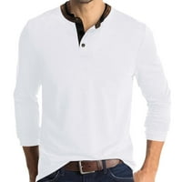 Miayilima muške majice muško ljetno casual majica sa čvrstim dugmem majica dugih rukava za štand na vrhu majica za muškarce