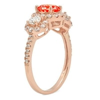 1. CT sjajan okrugli rez Clear Simulirani dijamant 18k 18K Rose Gold Solitaire sa akcentima Trobonski prsten SZ 8