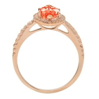 2. CT Sjajni markizni rez simulirani crveni dijamant 14k Rose Gold Halo Pasijans sa Accenting prstenom
