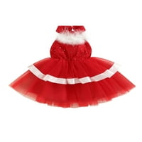 Bagilaanoe Toddler Baby Girl Božićne haljine bez rukava A-line princeze Haljine 3T 4T 5T Kid Patchwork