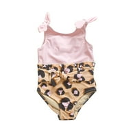Kupaći kostimi za djevojčice Leopard Sling Mali luk ukrasni dizajn do godina Tankeni ružičasta 7Y-8Y