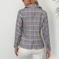 Ženske blistave jakne jeseni modni ček tiskani tanki rever blazer Blazer kaput vrhova bluza radne kancelarijske
