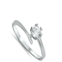 Sterling srebrni Clear Cubic cirkonijska bridalna prstena prekrasna čvrsto bijela nakit Ženska veličina