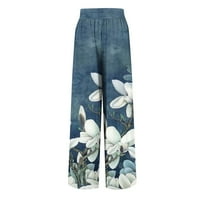 Lenago Žene Ležerne prilike sa širokim nogama Ugodne hlače proljeće i ljeti tiskani elastični struk