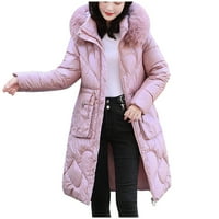 TOQOT WOTENS PARKAS - s kapuljačnim zatvaračem modni zimski kaputi za žene ružičaste veličine L
