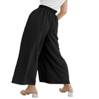 Ženske hlače sa čvrstim visokim strukom hlače za široke struke crne s