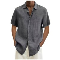 CLlios posteljina majica muškarci casual gumb dolje majica s kratkim rukavima dnevna gornja lagana majica