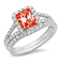1.57ct smaragdni rez crveni simulirani dijamant dragulj real 18k bijelo zlato prilagodljivo lasersko graviranje halo vječno jedinstvena umjetnost deco izjava godišnjica vjenčanja Angažman bridalni prsten set veličine 4,25
