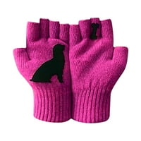 U Žene Zimske kockene zaslon na dodirnim zaslonom Smiješni psi toplo obložene pletene elastične slavine slatkog rukava s pola prste vunene rukavice