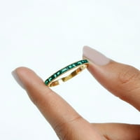 CT baguette Cut Created Emerald Band Milgrain prsten, 14k žuto zlato, SAD 12.50