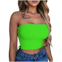 CACOMMARK PI Plus veličine za žene čišćenje Ženska puna boja ljetna casual top cijev vrhunska bluza bez kaiševa zelena