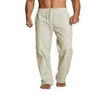 WRCNOTE MENS Čvrsta boja s džepovima hlače ugrađene joge pantalone za crtanje elastičnih struka dna