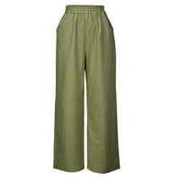 Cleance ženska modna ljetna čvrsta povremena džep elastična struka duge hlače vojska zelena m
