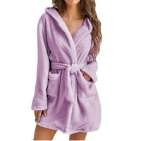 Aherbiu Womens Pajamas Robe kratke haljine debeli toplotni toplotni toplotni toplotni topljici s kaišom