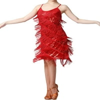 Eyicmarn ženske latino plesne haljine, špagete trake za povučene klizni haljine za scenski prikaz