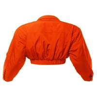 A2Y ženska obrezana prednja dva džepa snapna prekrivana podloška bomber jakna narandžasta l