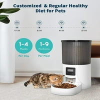 Automatski mačji hranilica 4L, tempirana mačja uvlakač sa bistrijom za suhu hranu, porcija za pse distribuciju 1 obroka dnevno, 10S diktafon