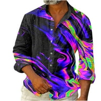 MENS 70S Disco košulje Paisley vrhovi Vintage majica s dugim rukavima Havajska muška pamučna košulja