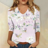 Ružičasta prevelika majica za žene trendi grafičke dame bluze i vrhovi ovratni rukavi ispisana žena ljetna odjeća s