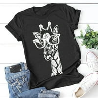 Ženske majice kratkih rukava Giraffe ispisane grafičke grafike O-izrez bluza