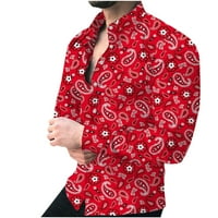 Muški dugi rukavi za čišćenje muške proljeće i jesenje modne print kardigan dugih rukava bluza s dugim rukavima Rollbacs Crvena 10