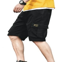 Sanviglor Mens Mini pantalone sa džepovima dno Elastične struke Ljetne kratke hlače Ležerne prilike za teretne kratke hlače Crna m